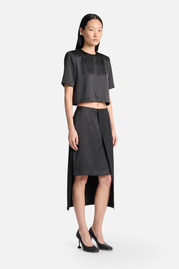 Saint Art Penny Charmeuse T-Shirt in Black