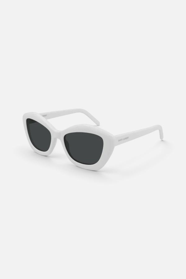 Saint Laurent New Wave Cat-Eye White Sunglasses