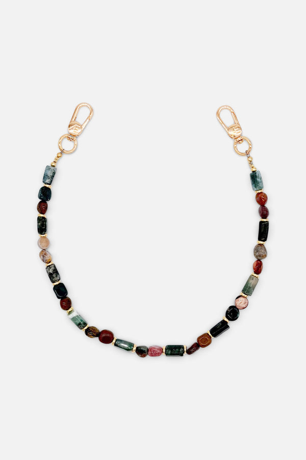 Salt Beaded Phone Strap Wristlet with Gold Hardware
