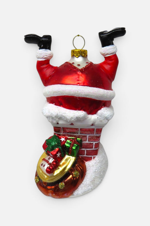 Santa Stuck in Chimney Ornament
