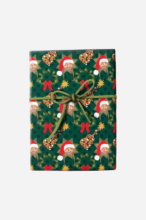 Santa Willie Nelson Wrapping Paper - Single Sheet