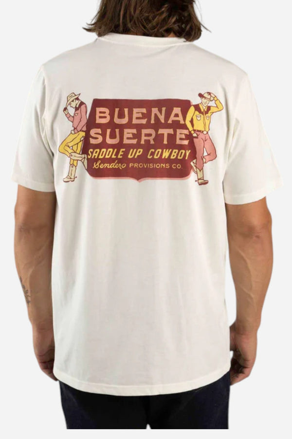 Sendero Provisions Buena Suerte T-Shirt in Vintage White