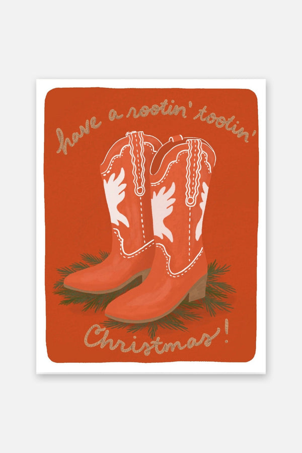Slightly Stationery Western Boot Christmas Card