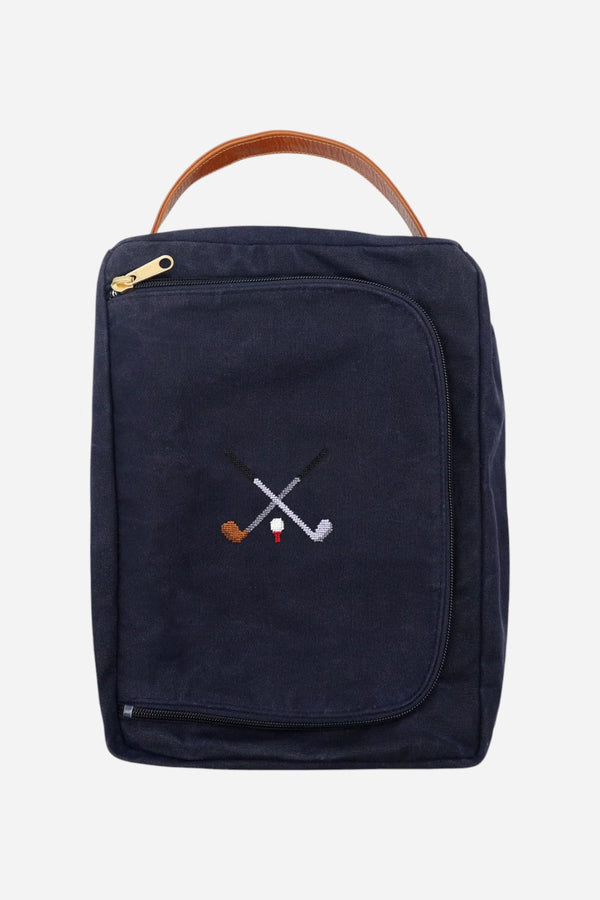 Smathers & Branson Crossed Clubs Shoe Bag in Navy