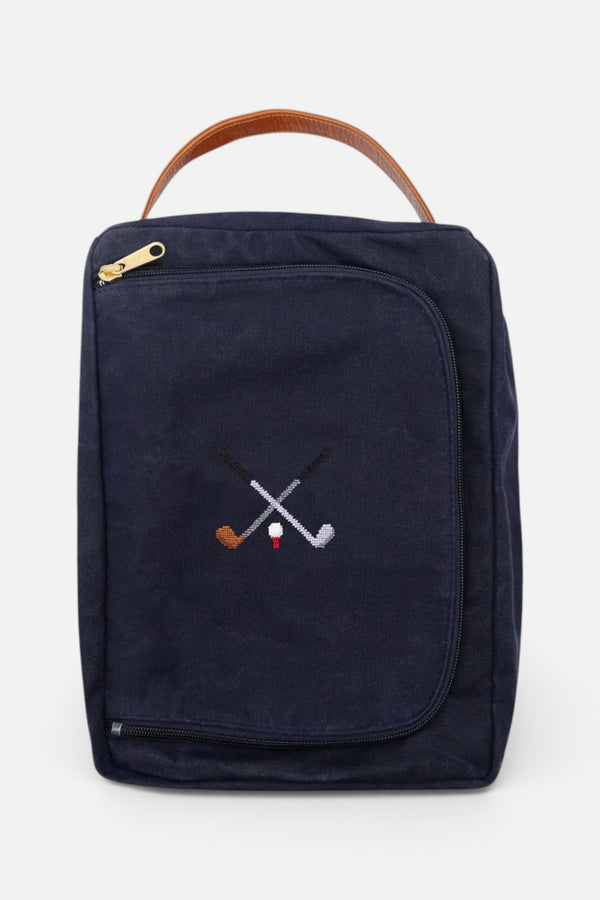 Smathers & Branson Crossed Clubs Shoe Bag in Navy