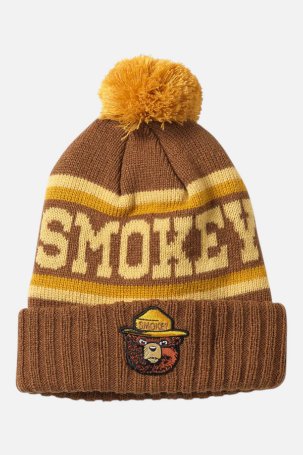Smokey the Bear Pillow Line Pom Beanie in Brown