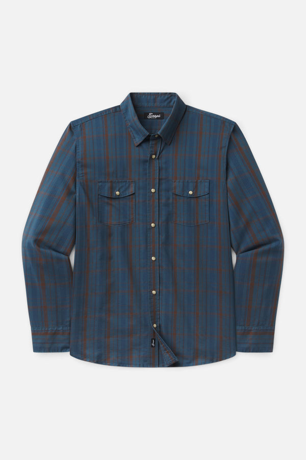Snaps Rambler Windowpane Pearl Snap Shirt in Stargazer