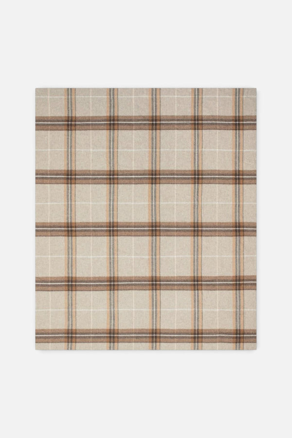 Sofia Toscano Fara Tartan Recycled Wool Throw in Beige Check