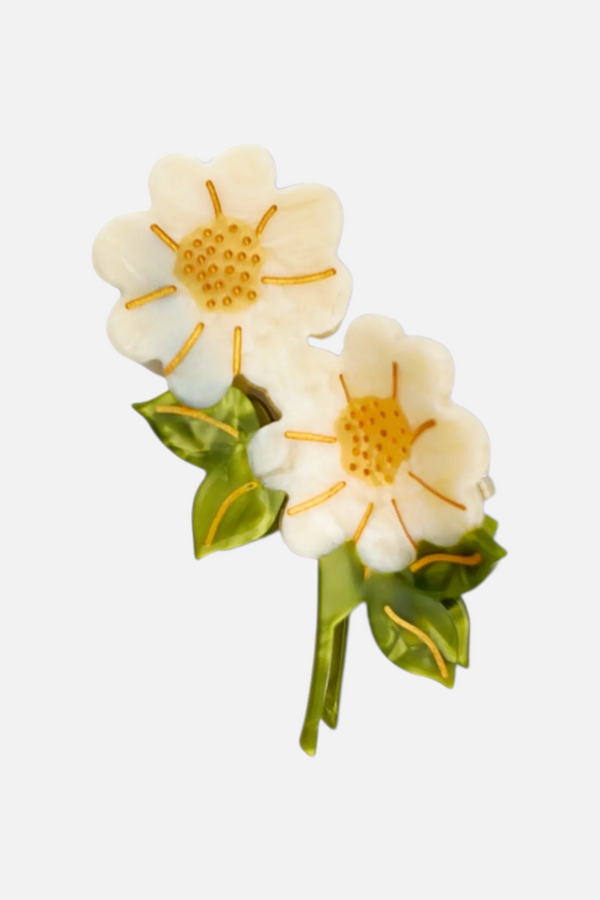 Solar Eclipse Vintage Daisy Stem Claw Clip