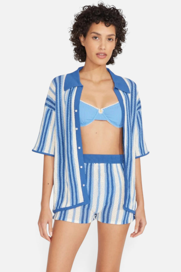 Solid & Striped The Dahlia Top in Marina Blue Stripe