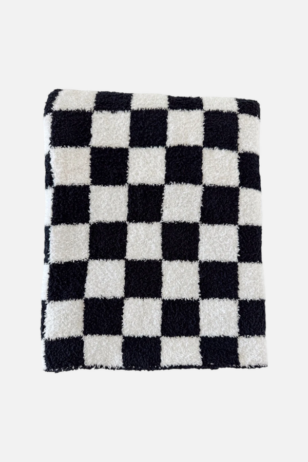 Spearmint Love Phufy Bliss Checkerboard Blanket in Black & White