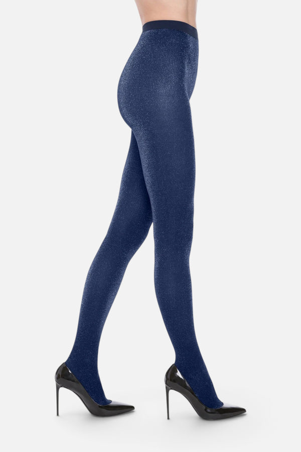 Stardust Tights in Navy/Aqua Silver