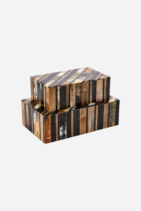 Stefano Genuine Horn Set of 2 Covered Boxes