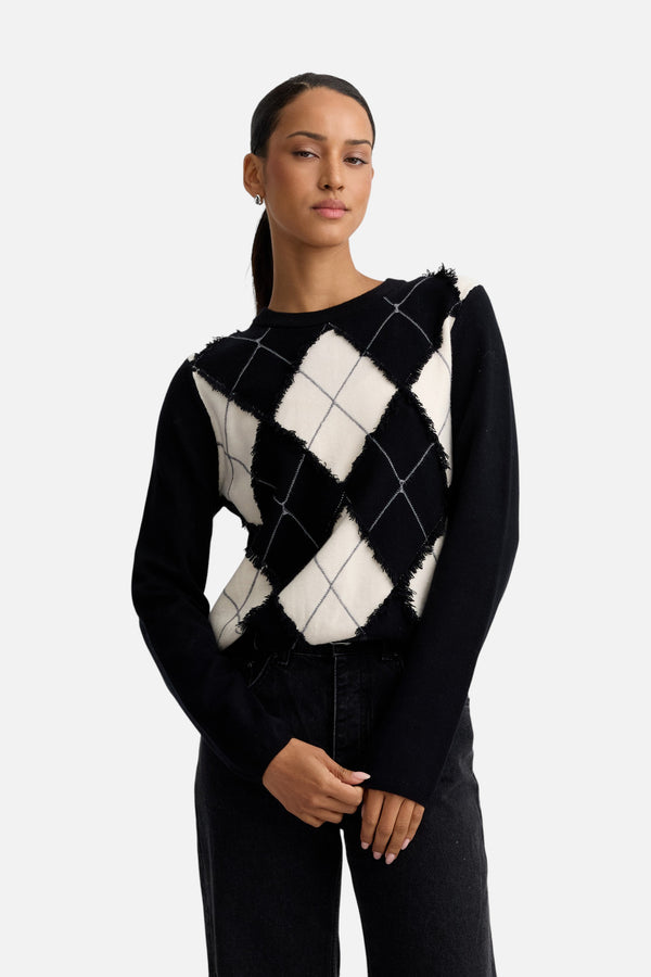 Stitches + Stripes Ciara Crewneck in Black Combo