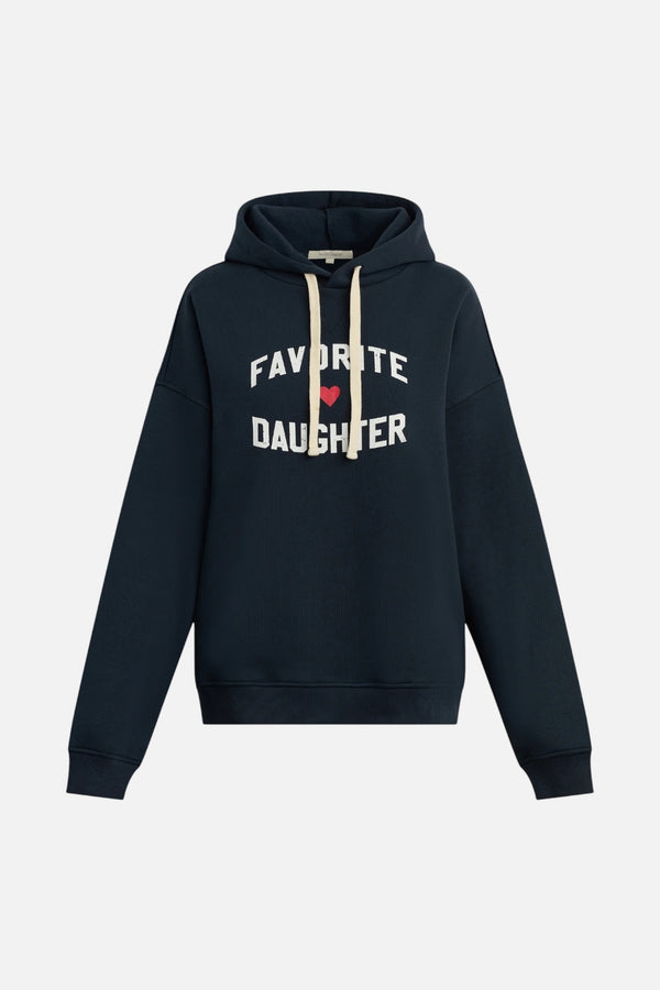 The Favorite Daughter Heart Hoodie in Navy and White
