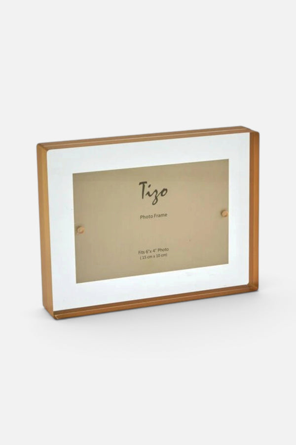 Tizo 4x6 Lucite Acrylic Frame Block Gold Border