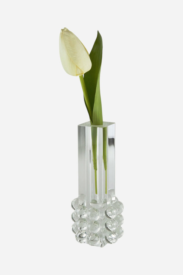 Tizo Crystal Glass Bud Vase with Bubbles
