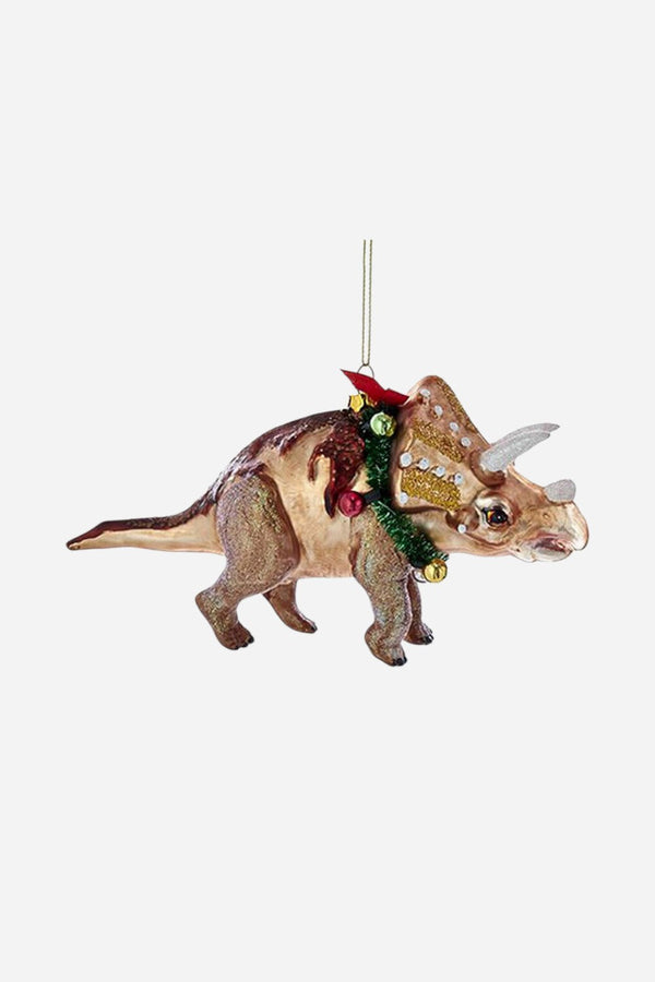 Triceratops Glass Ornament