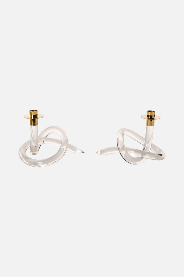 Two's Company Acrylic Knot Candleholder, Set of Two