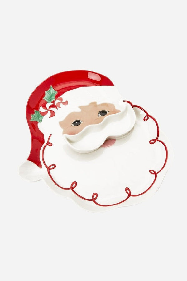 Two's Company Santa Platter and Removable Mustache