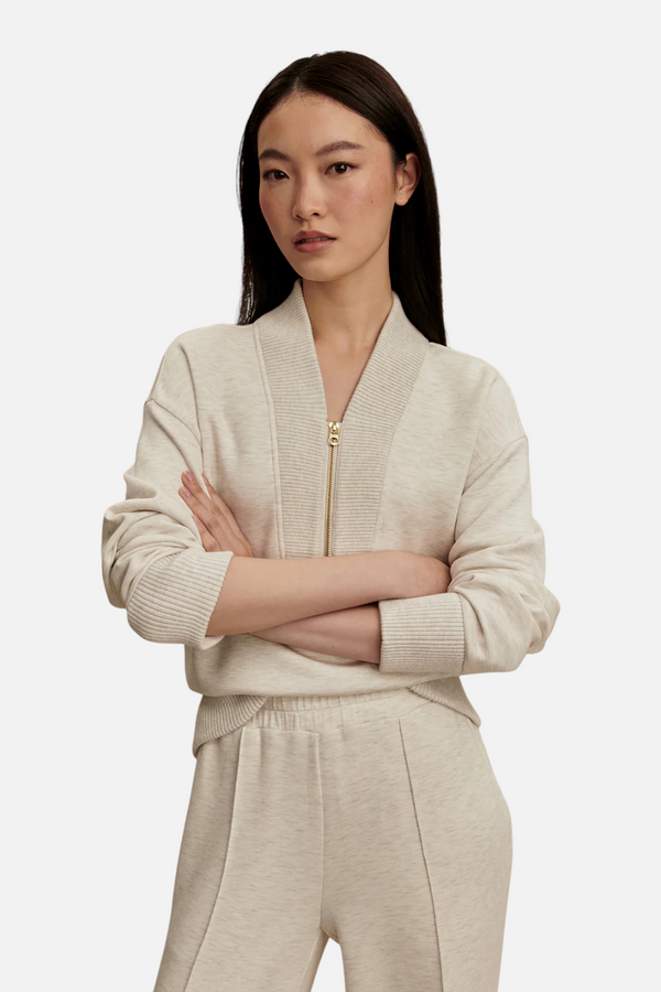 Varley Women's Sally Half Zip Sweat in Ivory Marl