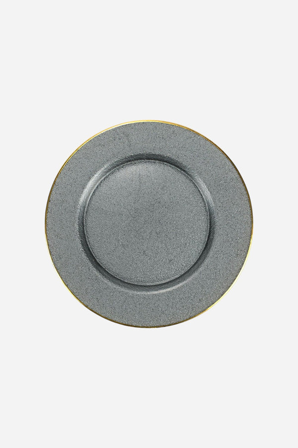 Vietri Metallic Glass Slate Charger