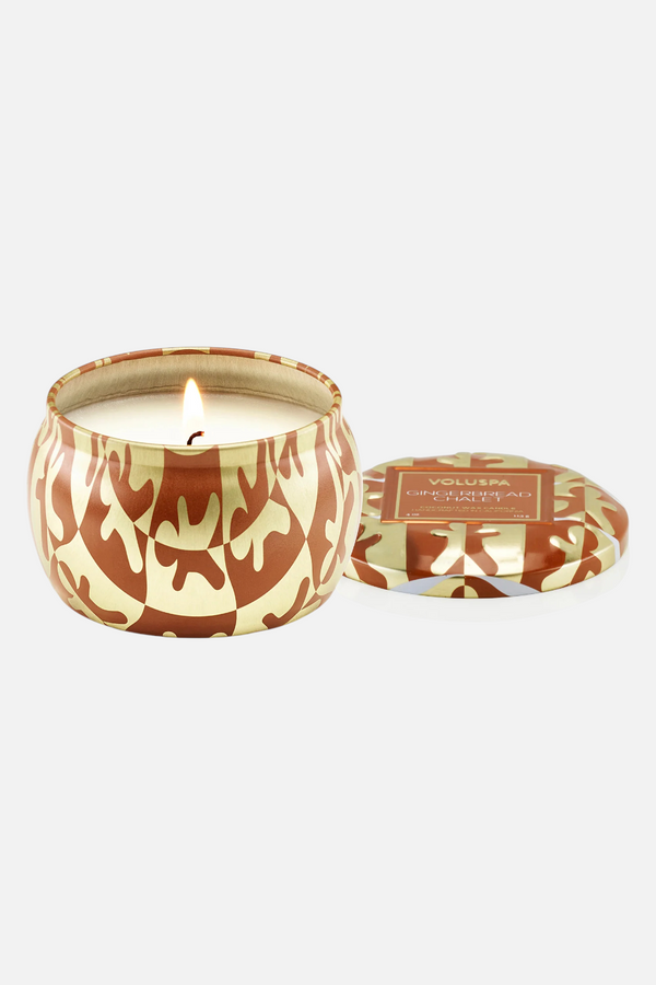 Voluspa Gingerbread Chalet Mini Tin 4 oz Candle