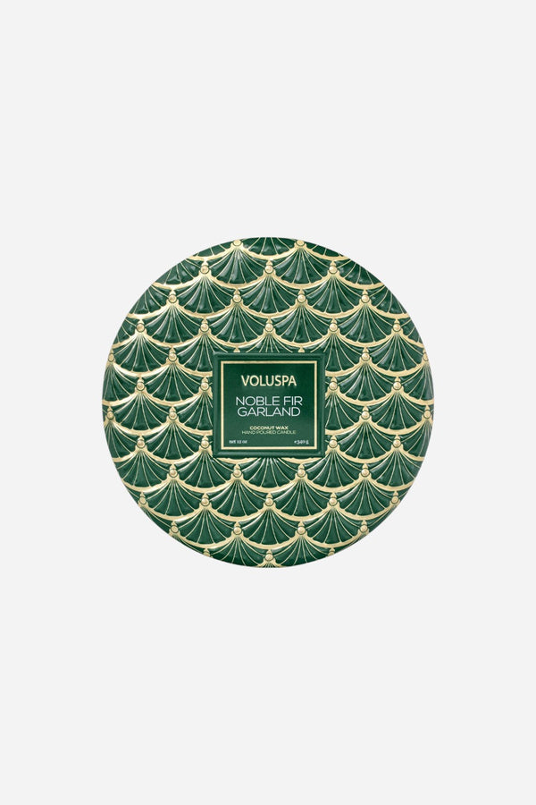 Voluspa Noble Fir Garland 3-Wick Tin Candle - 12 Oz