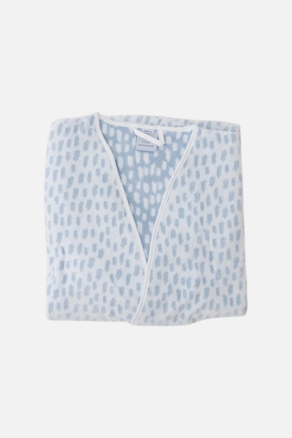 Weezie Women's Short Sleeve Plush Robe in Blue Millie