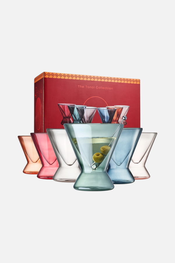 Wine Savant Stemless Double Wall Martini Glasses - 7oz - Set of 6