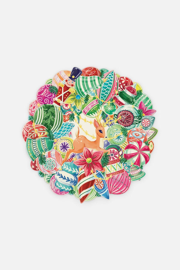 Hester & Cook Yuletide Treasure Wreath Die-Cut Placemats, Set of 12
