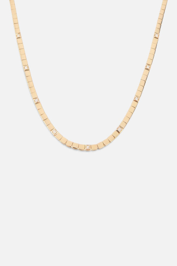 Zofia Day Petite Prong Diamond Domino Snake Chain Necklace