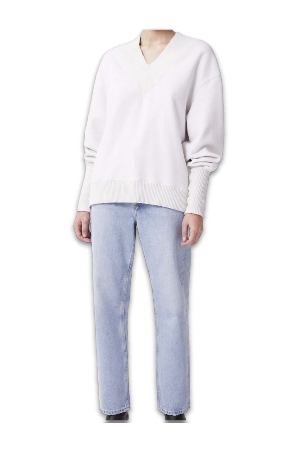 AGOLDE Klara V Neck Sweatshirt In Wired CHROME