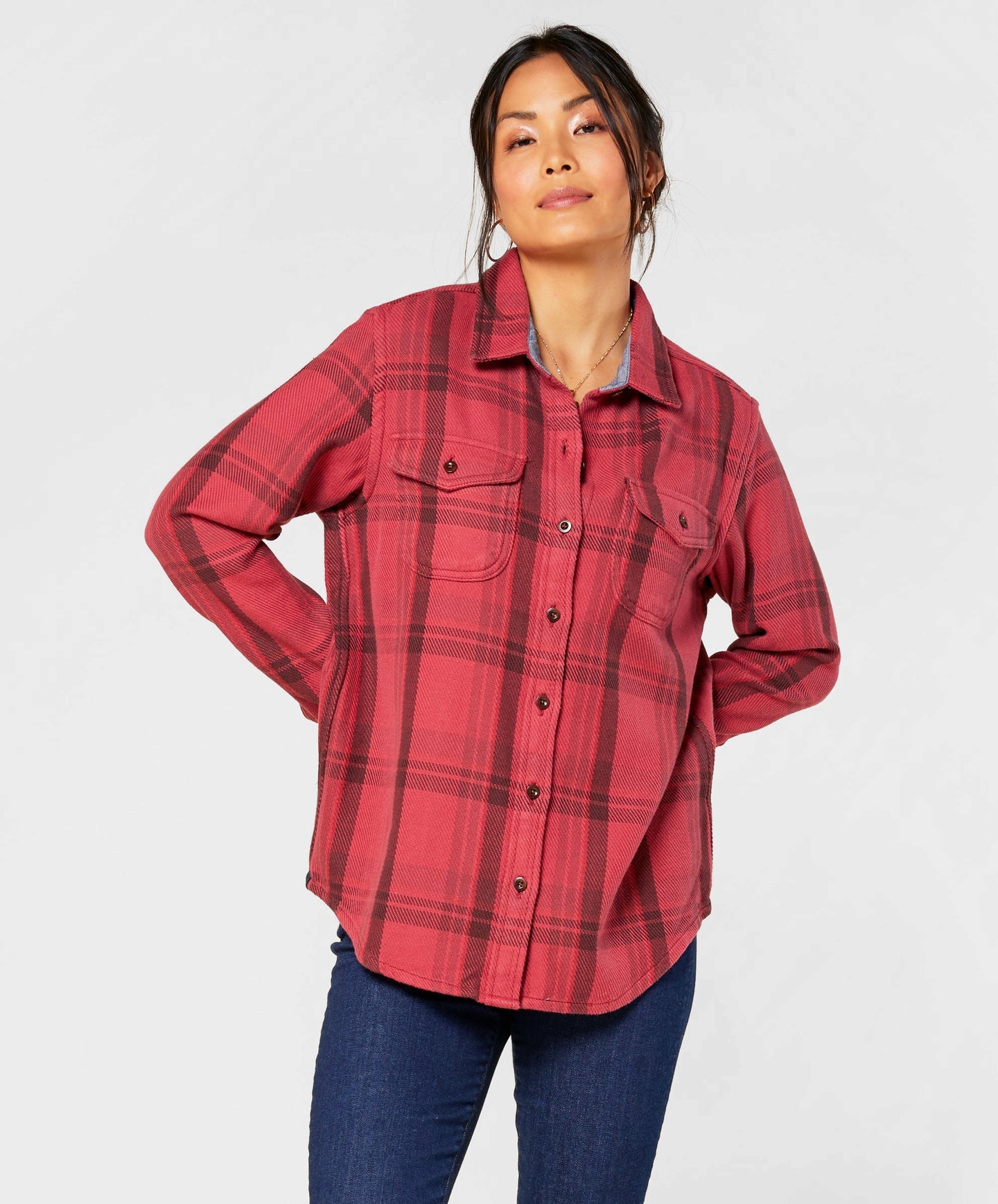 Outerknown Blanket Shirt in Dusty Red Cusco Plaid