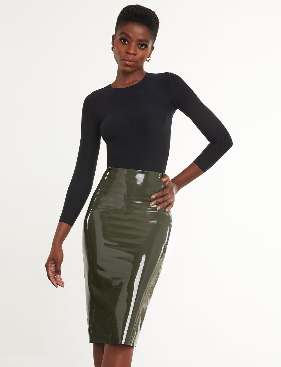 Shop Faux Patent Leather Midi Skirt