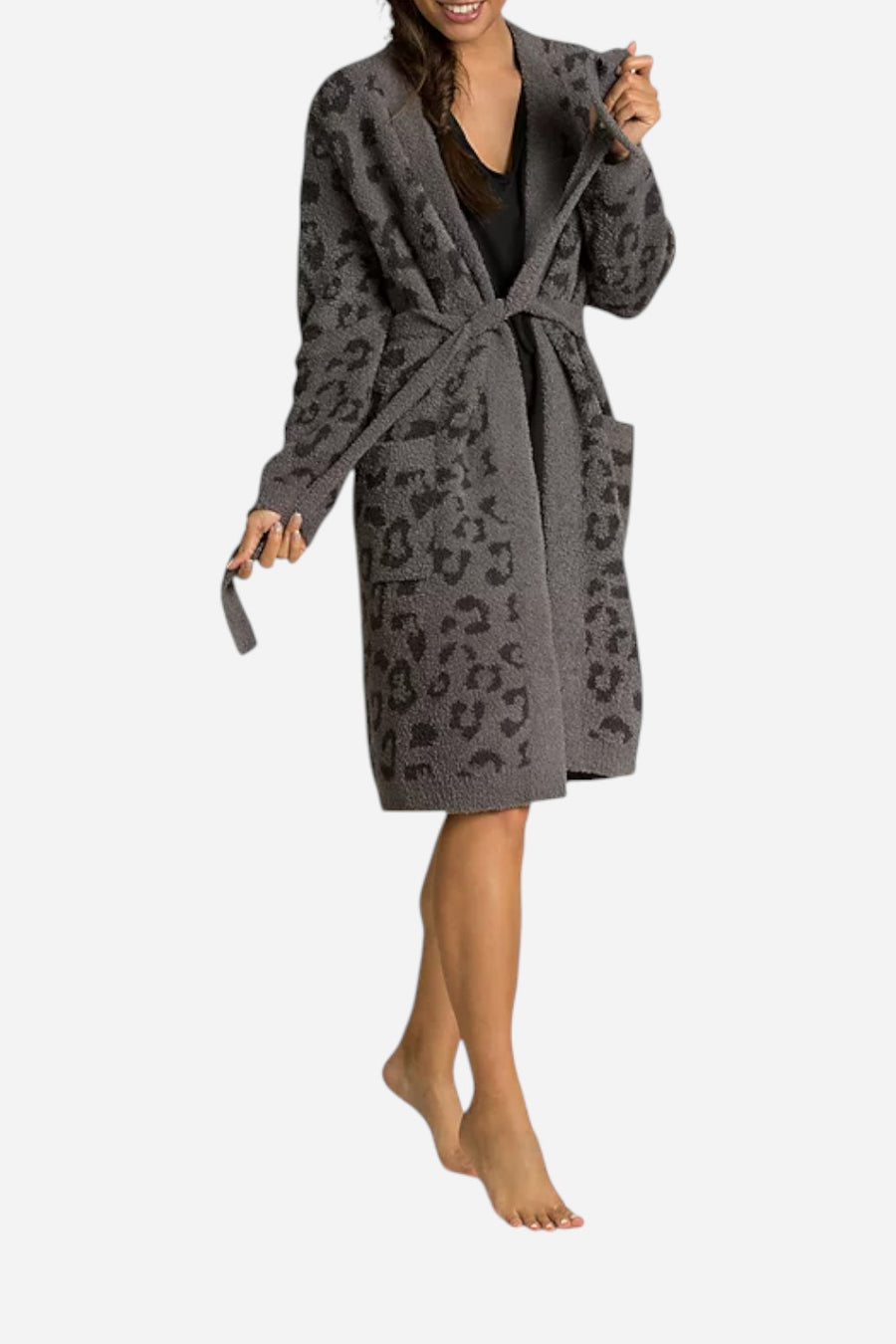 Barefoot Dreams CozyChic Barefoot in the Wild Graphite Carbon Robe