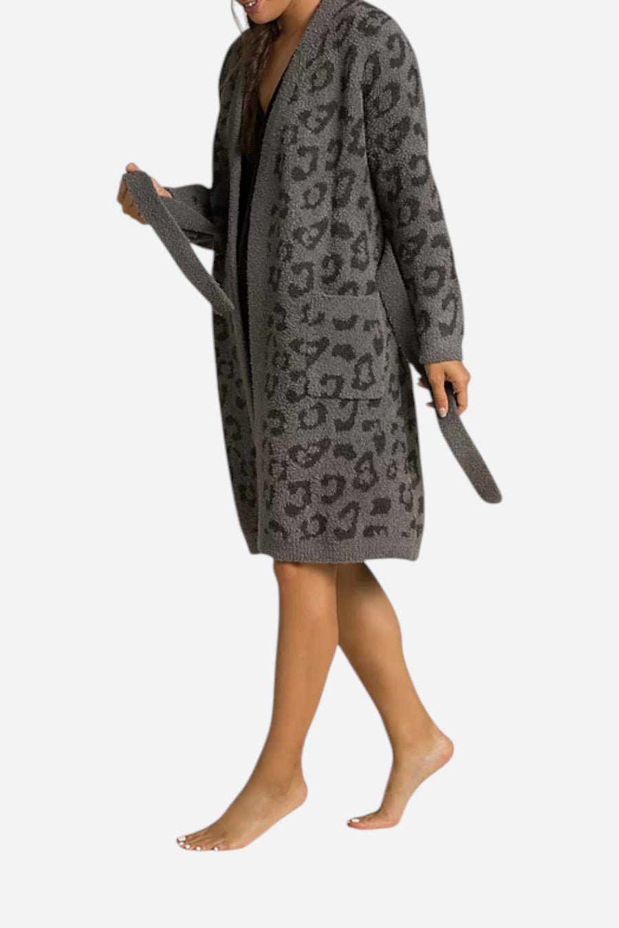 Barefoot Dreams CozyChic Barefoot in the Wild Graphite Carbon Robe