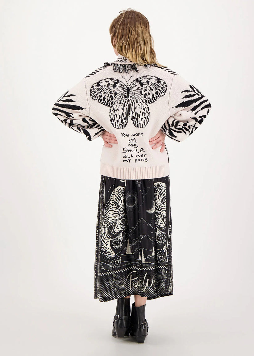 ME369 Vanessa Midi Skirt in Black Magic