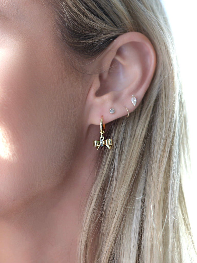 Farrah B Low Key Bow Earrings in Gold