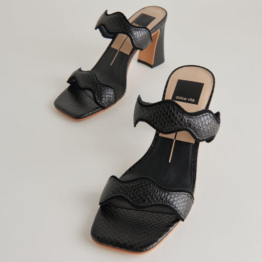 Dolce Vita Ilva Heels in Onyx Embossed Leather