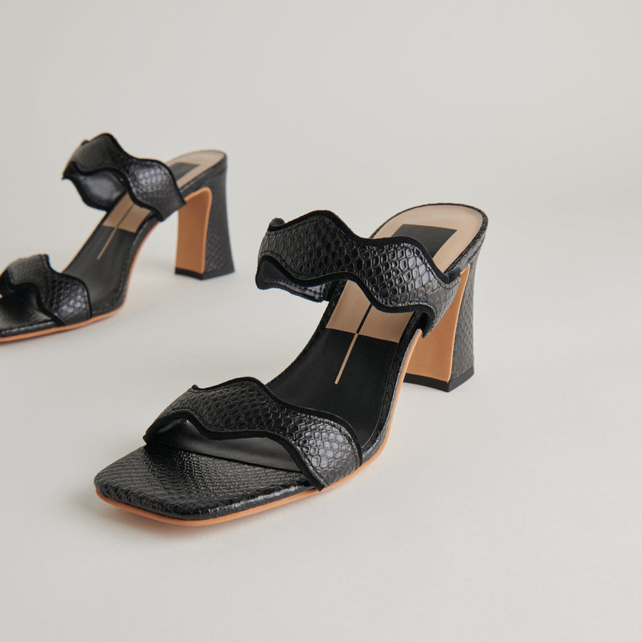 Dolce Vita Ilva Heels in Onyx Embossed Leather
