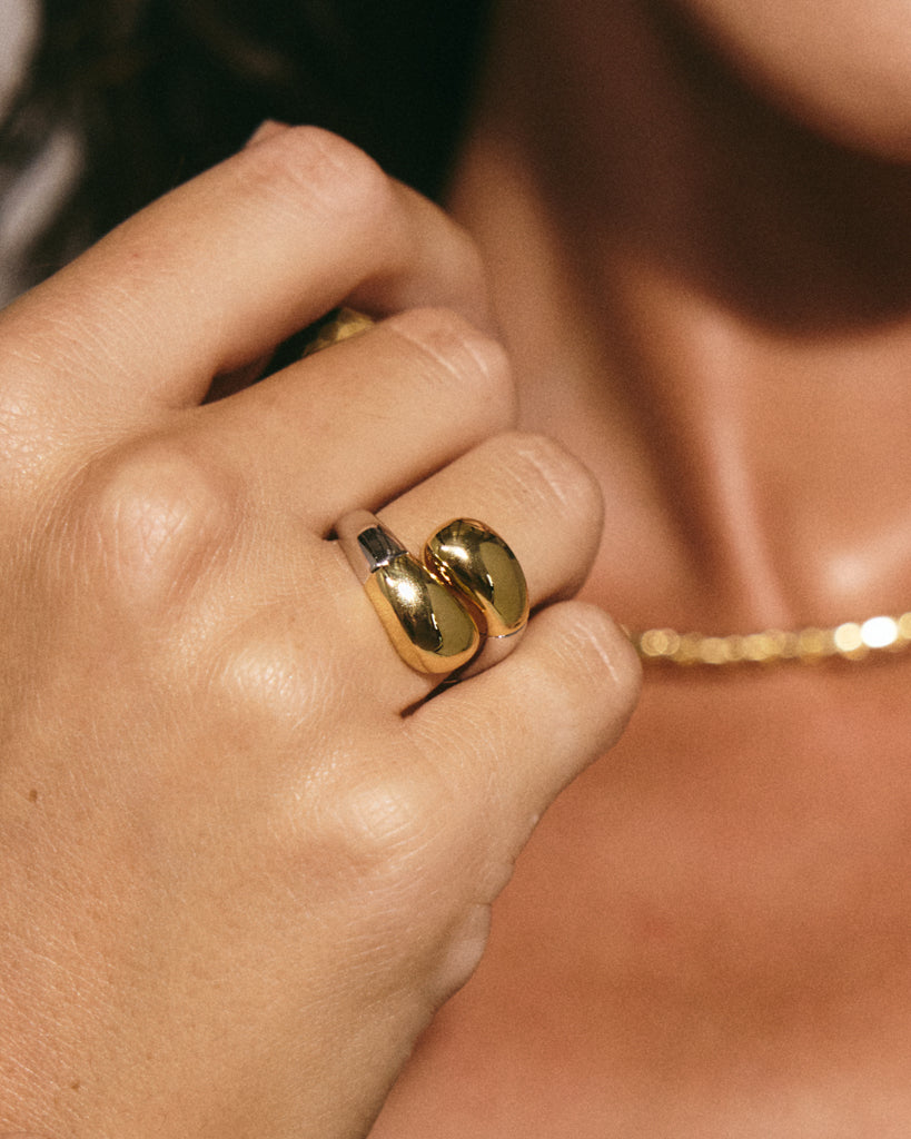 Luv AJ Molten Twist Ring in Two-Tone