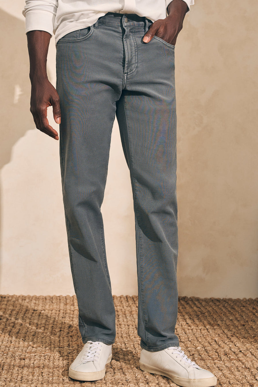 Faherty Stretch Terry 5-Pocket Pant in Slate