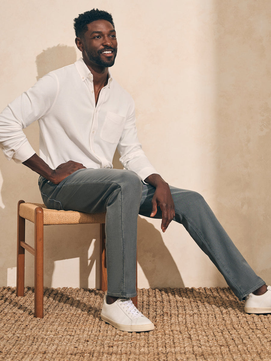 Faherty Stretch Terry 5-Pocket Pant in Slate