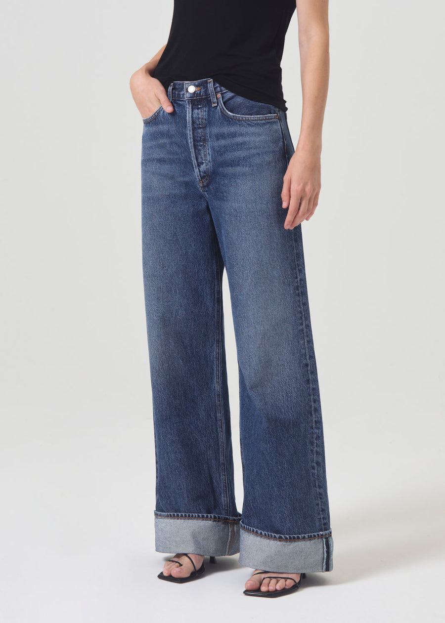 Agolde Dame High Rise Wide Leg Jeans in Control – detail