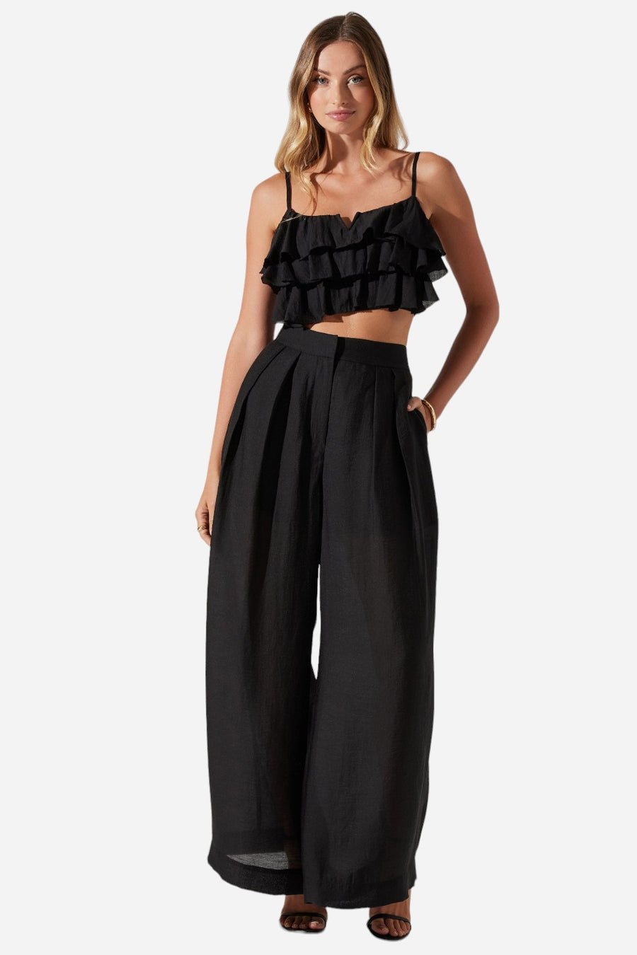 Astr the Label Elyana Wide Leg Pants in Black