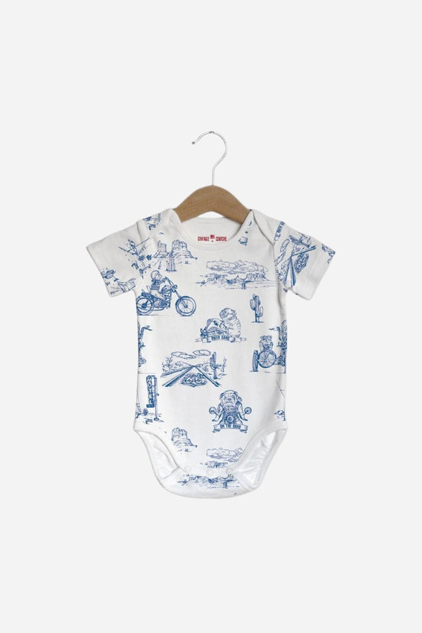ChangeMaCouche Blue Biker Short Sleeve Bodysuit