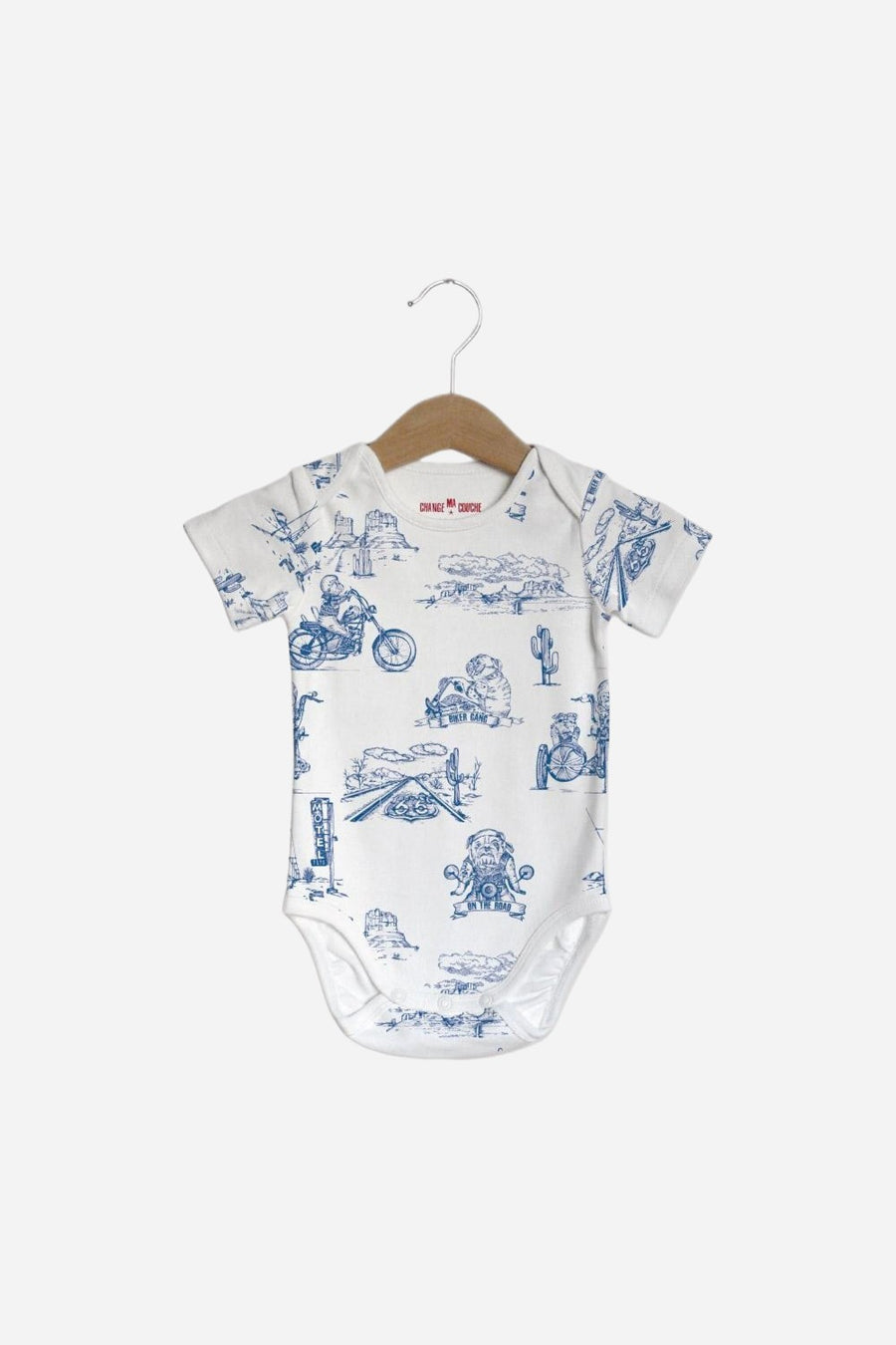 ChangeMaCouche Blue Biker Short Sleeve Bodysuit