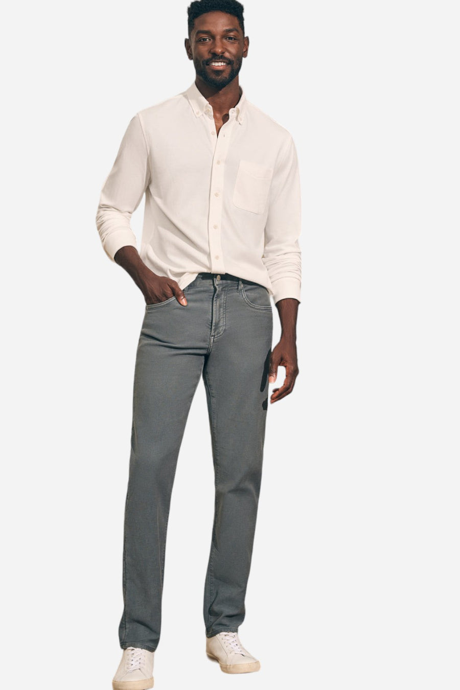 Faherty Stretch Terry 5-Pocket Pant in Slate