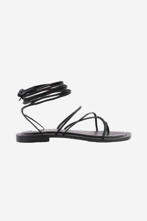 Seychelles Lilac Tie-Up Sandal in Black Leather
